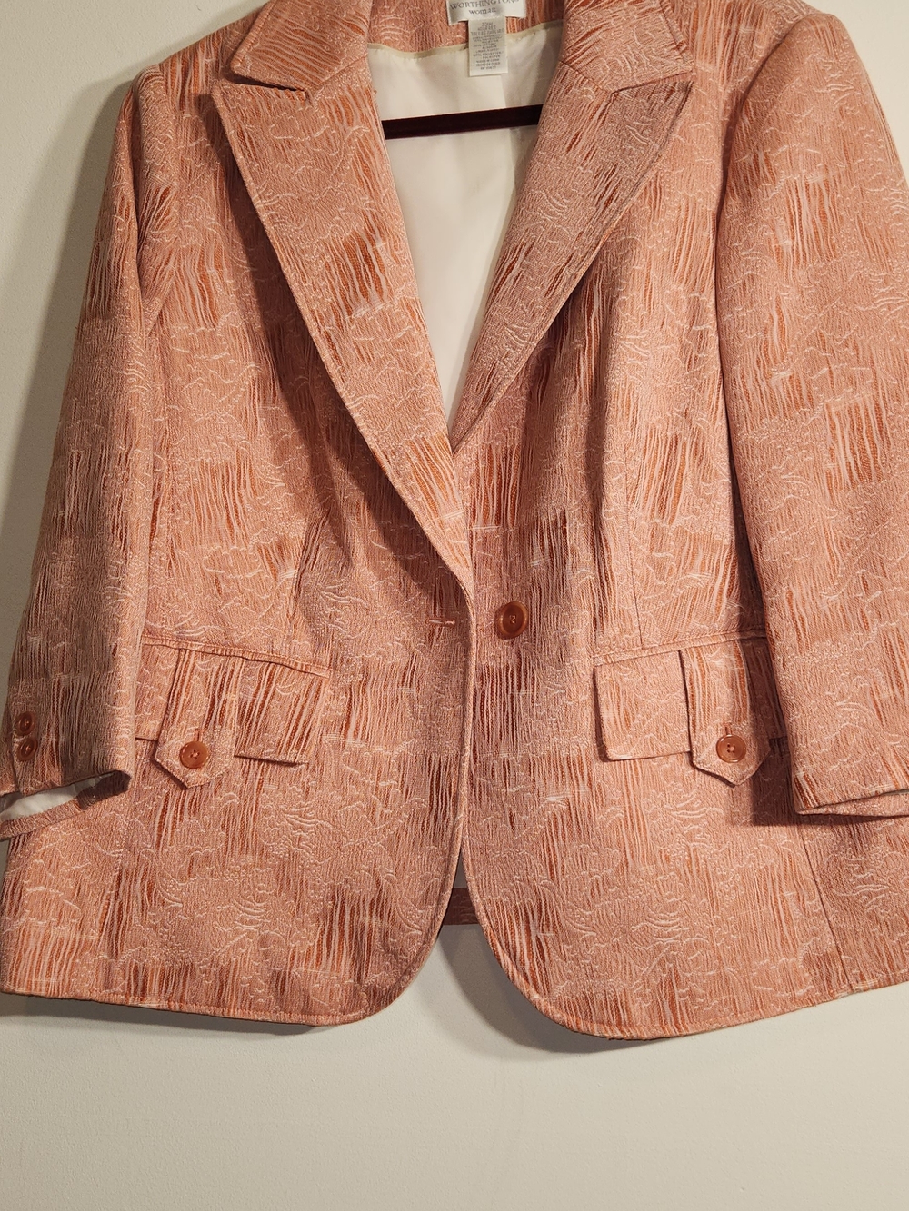 Worthington Peach Salmon Textured Blazer 20W